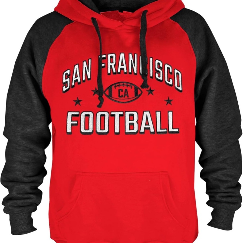 Red and Black Raglan Sweatshirt with San Francisco Football Design